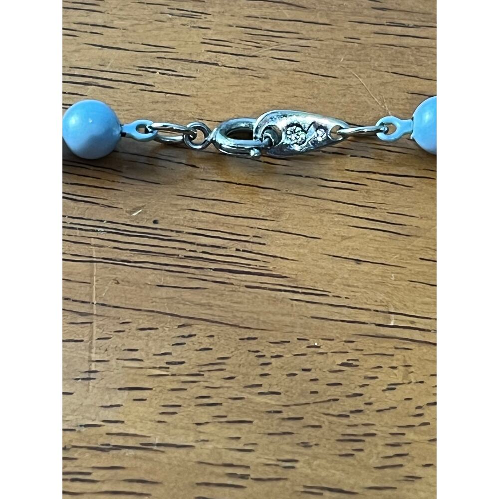Dyed Blue Freshwater Pearl Necklace 925 Sterling Silver Clasp 25” Artisan - Picture 3 of 4